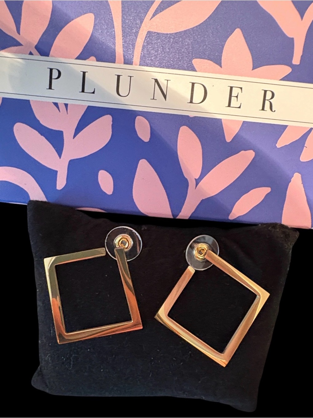 Plunder Gold Square Drop Earrings